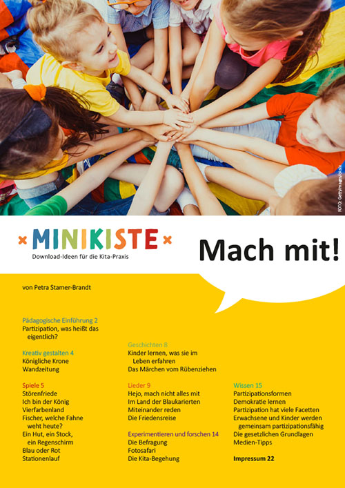Titelseite Entdeckungskiste Projektidee: Mach mit!. Ein Projektvorschlag zur Förderung der Partizipation von Kindern