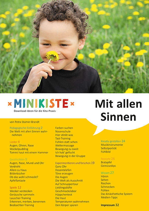 Titelseite Entdeckungskiste Projektidee: Mit allen Sinnen. Wahrnehmungsförderung im Kindergarten