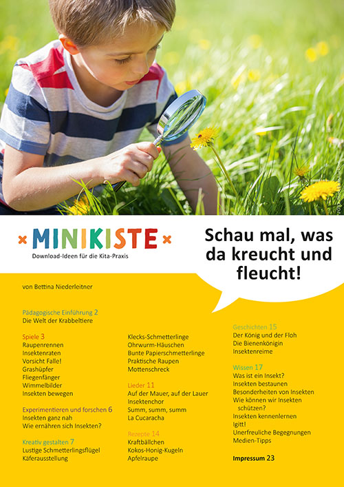 Titelseite Entdeckungskiste Projektidee: Schau mal, was kreucht und fleucht. Ein Projektvorschlag zum Thema Insekten