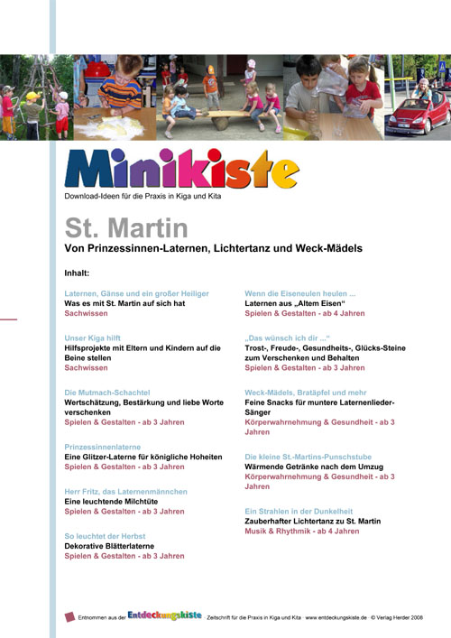 Titelseite Entdeckungskiste Projektidee: St. Martin in der Kita