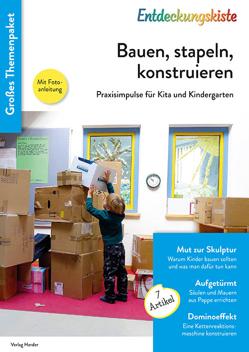 Titelseite Entdeckungskiste Themenpaket: Bauen, stapeln, konstruieren