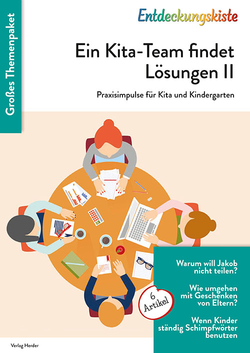 Titelseite Entdeckungskiste Themenpaket:  Ein Kita-Team findet Lösungen II