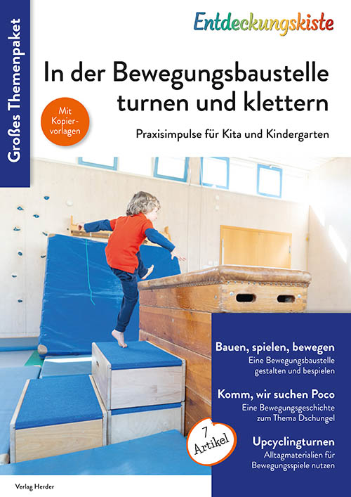 Titelseite Entdeckungskiste Themenpaket: In der Bewegungsbaustelle turnen und klettern
