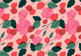 Illustration mit Blätter und Blüten