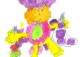 Kinderzeichnung kuriose Kreatur