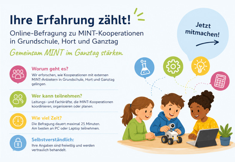 MINTiG – MINT im Ganztag: Grundschulen, Horte und Anbieter für Nachmittagsbetreuung für Forschungsprojekt gesucht