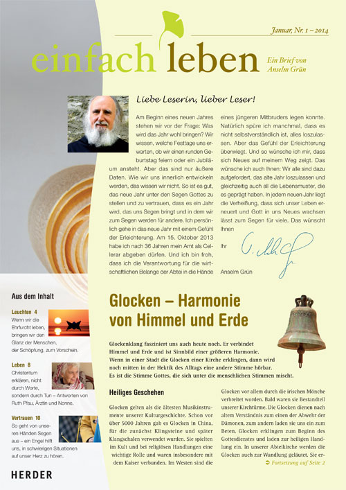 einfach leben – Ein Brief von Anselm Grün, Januar, Nr. 1 – 2014