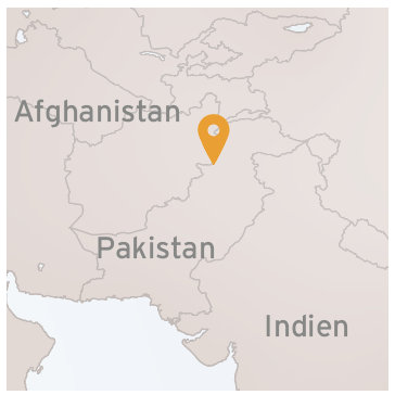 Durand-Linie: Seit 1893 verläuft die Grenze zu Afghanistan quer durch das Gebiet der Paschtunen. Grund dafür war, dass die ­Briten den Khyber (Markierung) kontrollieren wollten