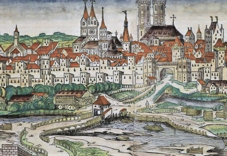 Illustration des mittelalterlichen Münchens