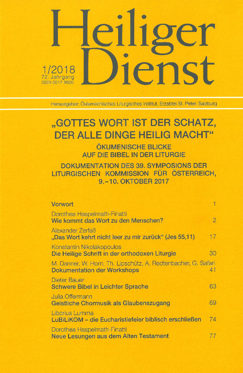 Cover Heiliger Dienst Heft 1 / 2018