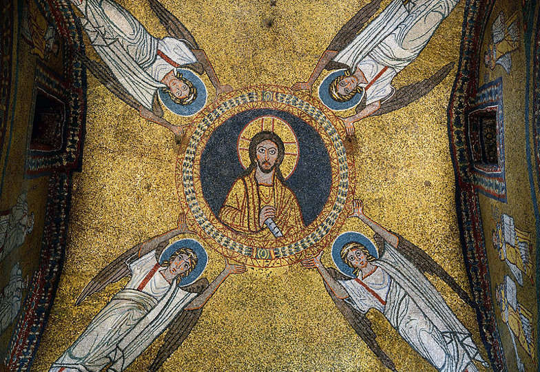 Das Kuppelmosaik in der Zeno-Kapelle in der Kirche Santa Prassede, Rom