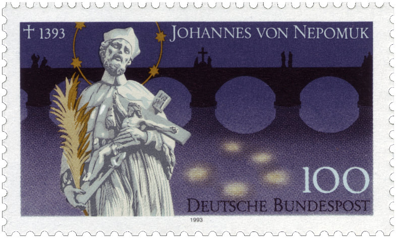 Johannes von Nepomuk auf einer Briefmarke der Deutschen Bundespost