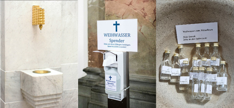 Verschiedene Weihwasserspender