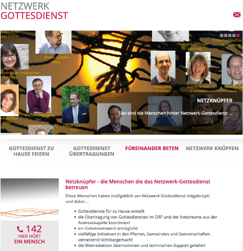 Screenshot der Webseite des "Netzwerks Gottesdienst"