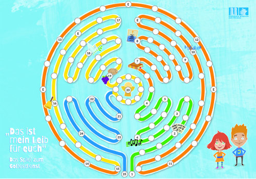 Spielbrett des "Gottesdienst-Spiels"