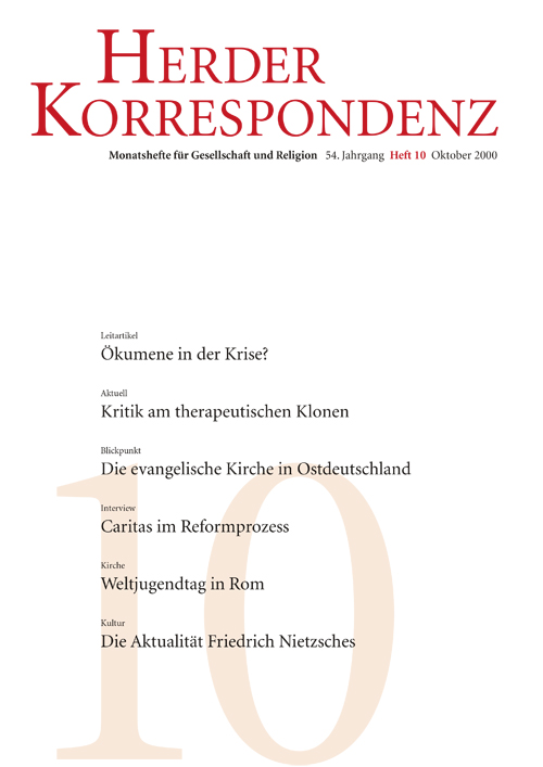 Herder Korrespondenz. Monatsheft für Gesellschaft und Religion 54 (2000) Heft 10