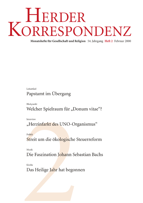 Herder Korrespondenz. Monatsheft für Gesellschaft und Religion 54 (2000) Heft 2