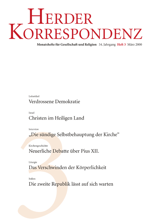 Herder Korrespondenz. Monatsheft für Gesellschaft und Religion 54 (2000) Heft 3