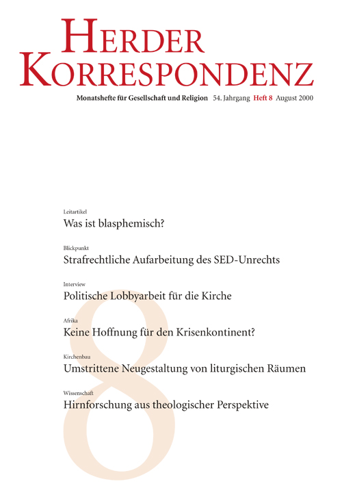 Herder Korrespondenz. Monatsheft für Gesellschaft und Religion 54 (2000) Heft 7