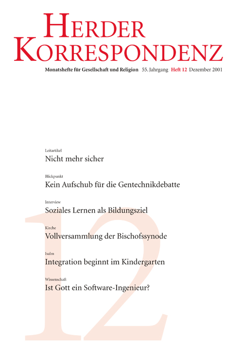 Herder Korrespondenz. Monatsheft für Gesellschaft und Religion 55 (2001) Heft 12
