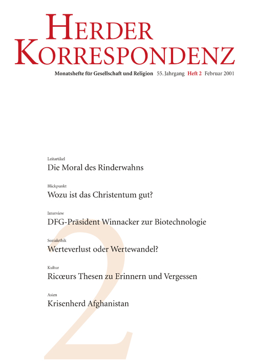 Herder Korrespondenz. Monatsheft für Gesellschaft und Religion 55 (2001) Heft 2