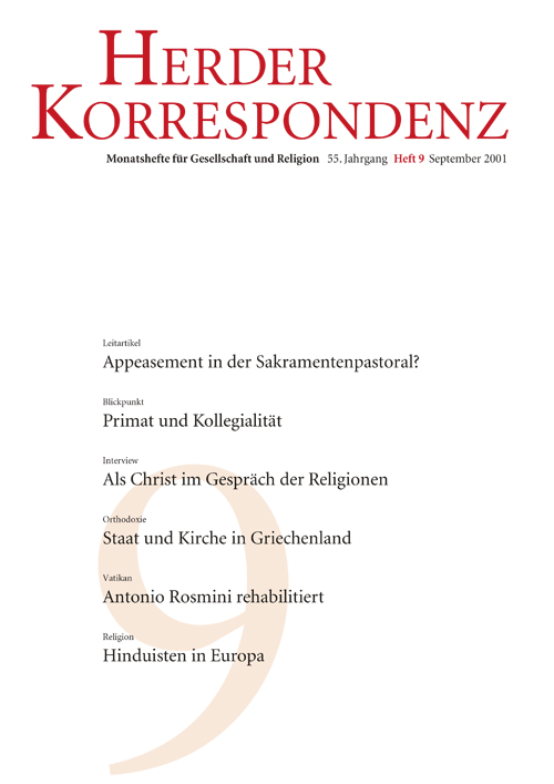 Herder Korrespondenz. Monatsheft für Gesellschaft und Religion 55 (2001) Heft 9