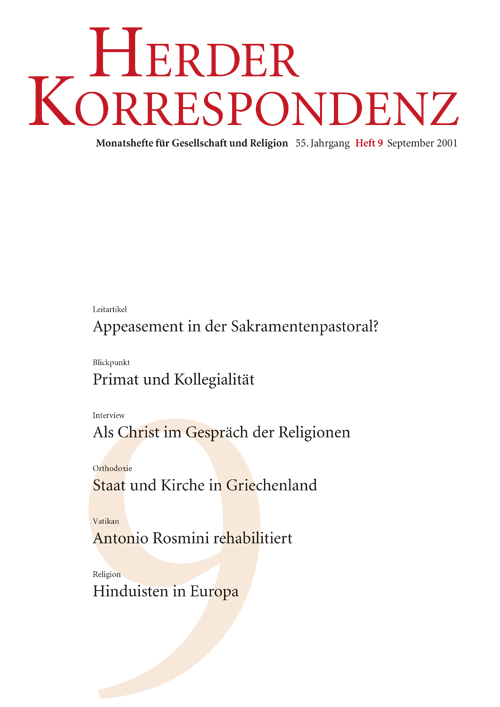 Herder Korrespondenz. Monatsheft für Gesellschaft und Religion 55 (2001) Heft 9