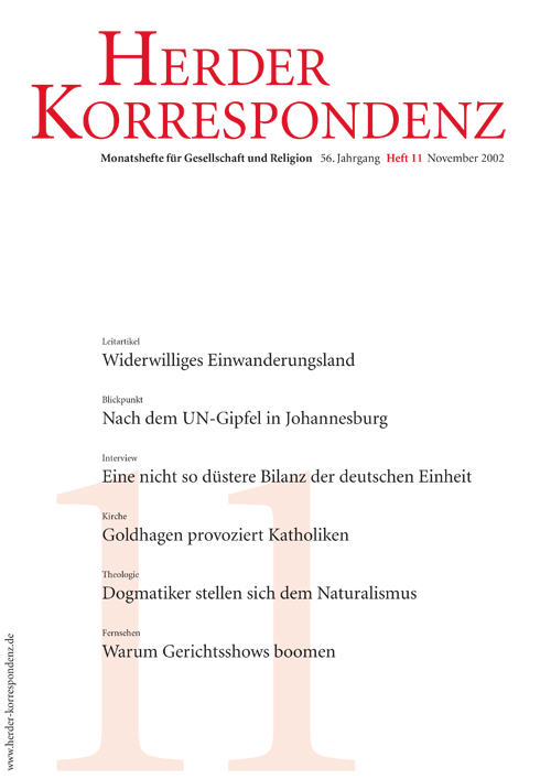  Herder Korrespondenz. Monatsheft für Gesellschaft und Religion 56 (2002) Heft 11