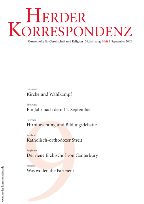   Herder Korrespondenz. Monatsheft für Gesellschaft und Religion 56 (2002) Heft 9