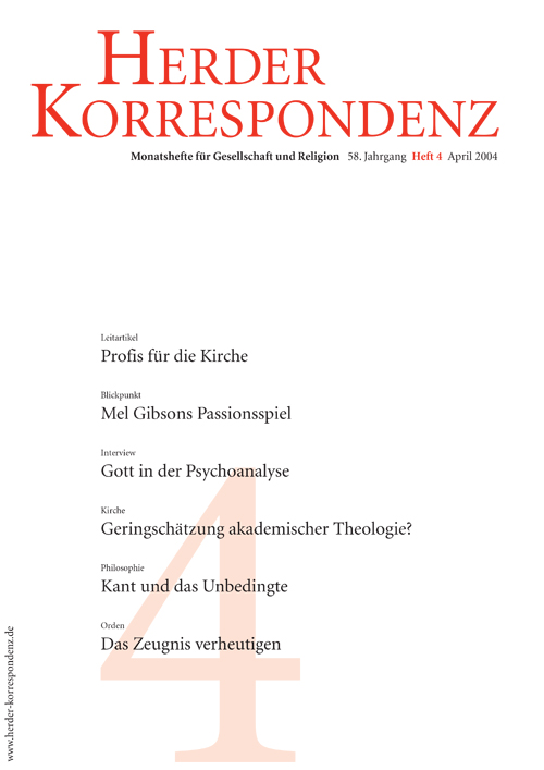   Herder Korrespondenz. Monatsheft für Gesellschaft und Religion 58 (2004) Heft 4