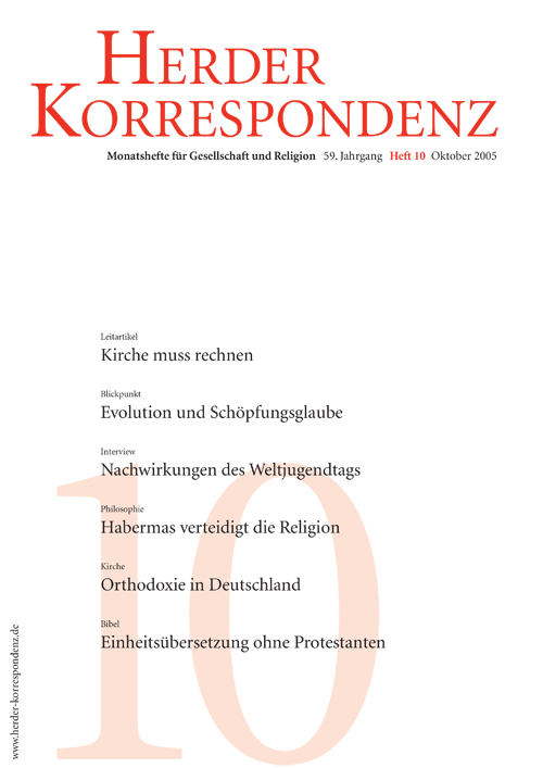   Herder Korrespondenz. Monatsheft für Gesellschaft und Religion 59 (2005) Heft 10