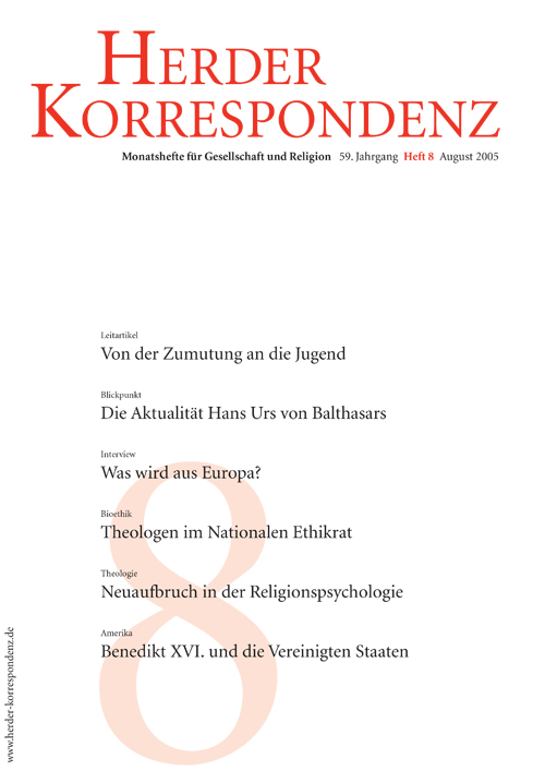   Herder Korrespondenz. Monatsheft für Gesellschaft und Religion 59 (2005) Heft 8