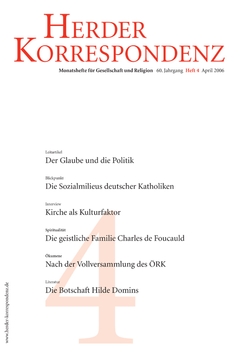   Herder Korrespondenz. Monatsheft für Gesellschaft und Religion 60 (2006) Heft 4