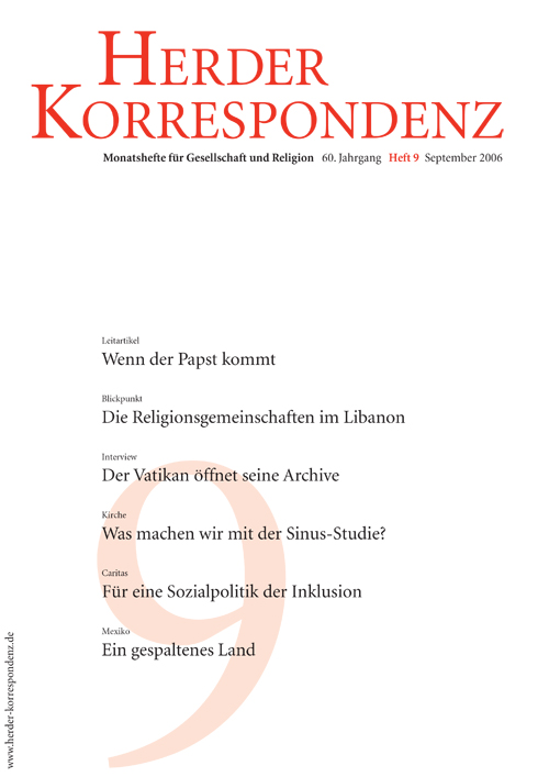   Herder Korrespondenz. Monatsheft für Gesellschaft und Religion 60 (2006) Heft 9
