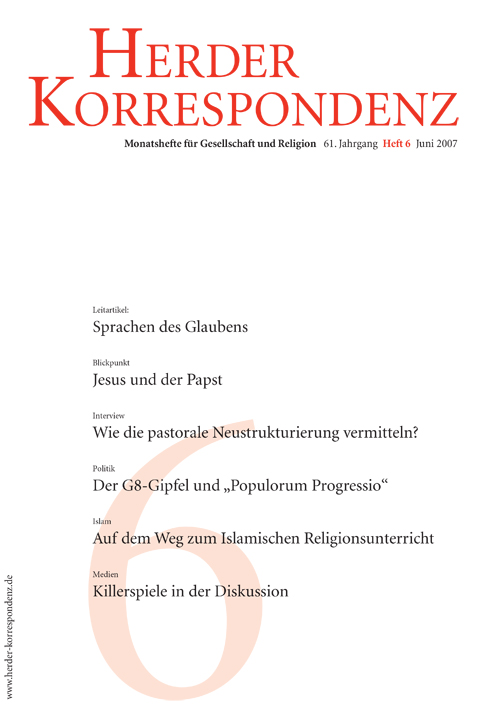   Herder Korrespondenz. Monatsheft für Gesellschaft und Religion 61 (2007) Heft 6