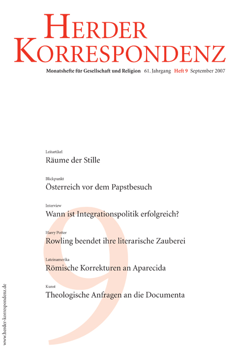   Herder Korrespondenz. Monatsheft für Gesellschaft und Religion 61 (2007) Heft 9