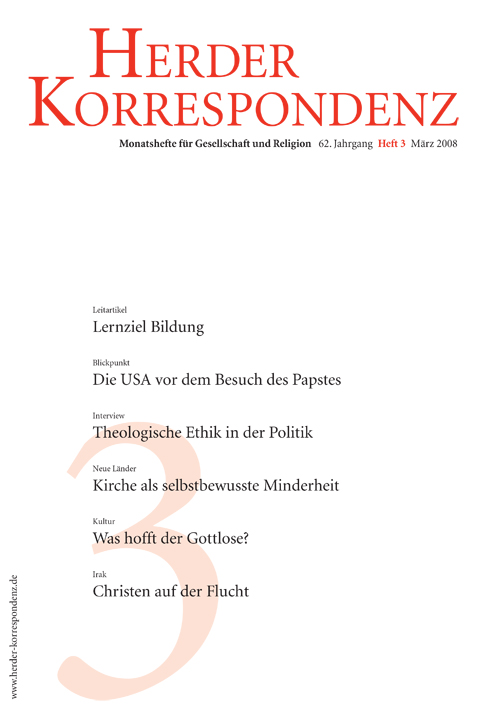   Herder Korrespondenz. Monatsheft für Gesellschaft und Religion 62 (2008) Heft 3