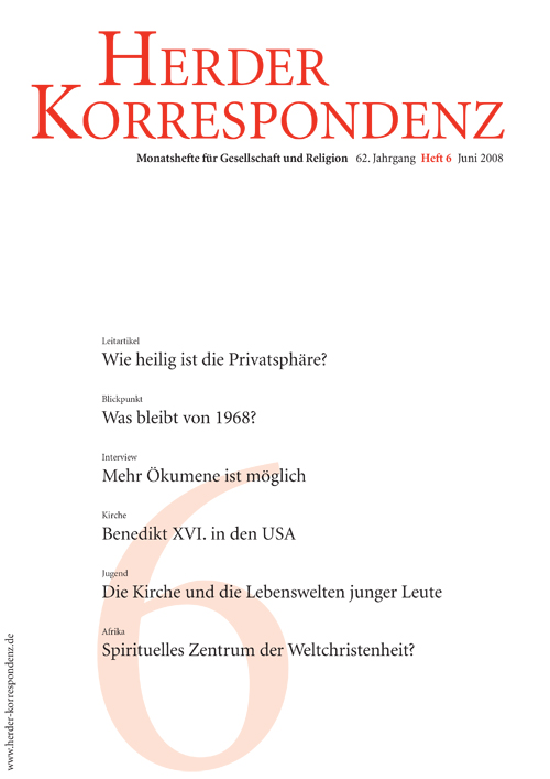   Herder Korrespondenz. Monatsheft für Gesellschaft und Religion 62 (2008) Heft 6