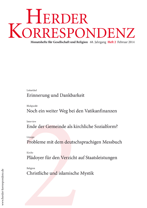   Herder Korrespondenz. Monatsheft für Gesellschaft und Religion 68 (2014) Heft 2