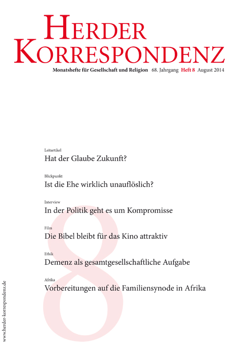   Herder Korrespondenz. Monatsheft für Gesellschaft und Religion 68 (2014) Heft 8