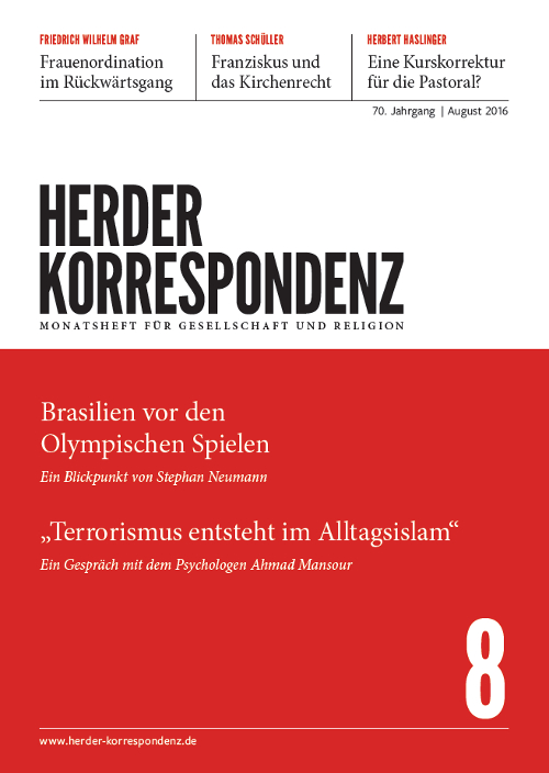   Herder Korrespondenz. Monatsheft für Gesellschaft und Religion 70 (2016) Heft 8