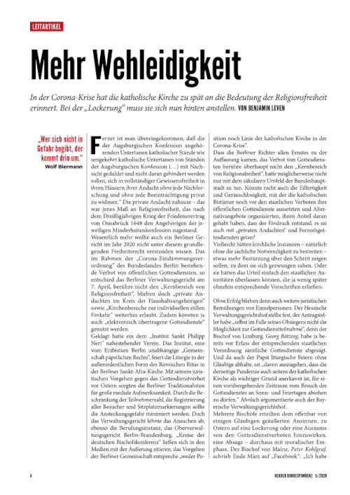 Herder Korrespondenz Dossier: Grundrecht Religionsfreiheit 