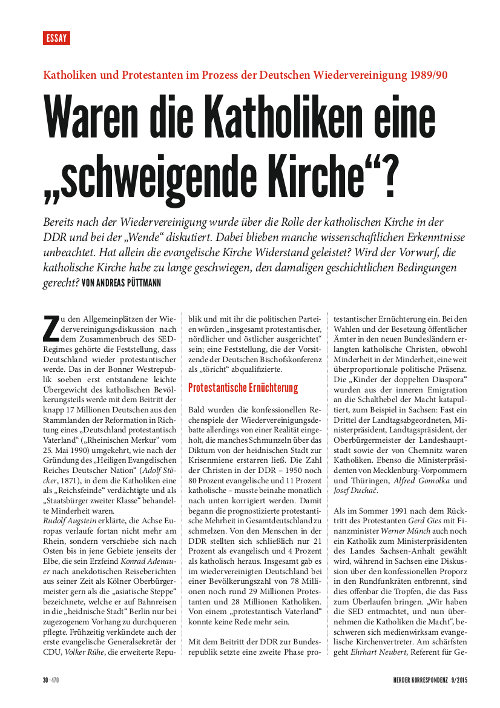 Herder Korrespondenz Dossier: Kirche in der DDR 