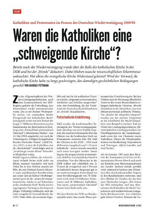 Herder Korrespondenz Dossier: Kirche in der DDR 