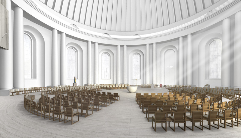 Modellentwurf für den Innenraum der St.-Hedwigs-Kathedrale in Berlin