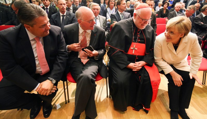 Angela Merkel, Reinhard Kardinal Marx, Sigmar Gabriel und Nobert Lammert beim Michaelsempfang