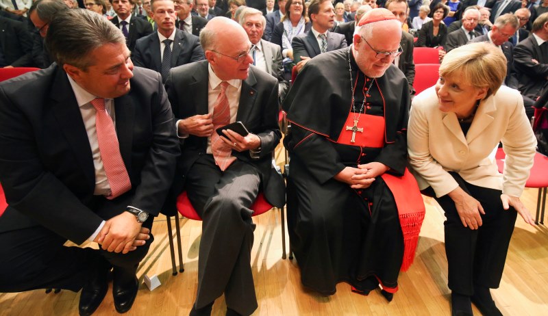 Angela Merkel, Reinhard Kardinal Marx, Sigmar Gabriel und Nobert Lammert beim Michaelsempfang