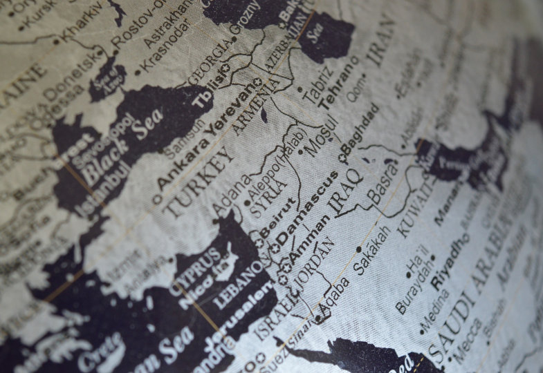 Weltkarte Ausschnitt Naher Osten