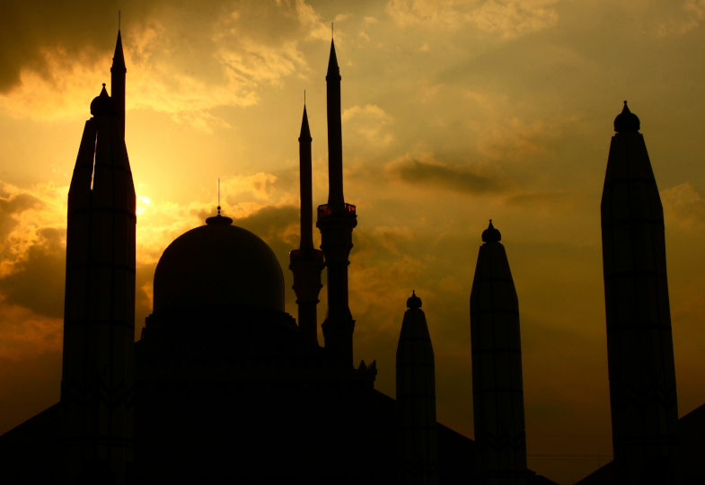 Moschee im Sonnenuntergang