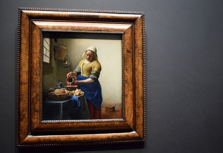Gemälde "Dienstmagd mit Milchkrug" von Jan Vermeer